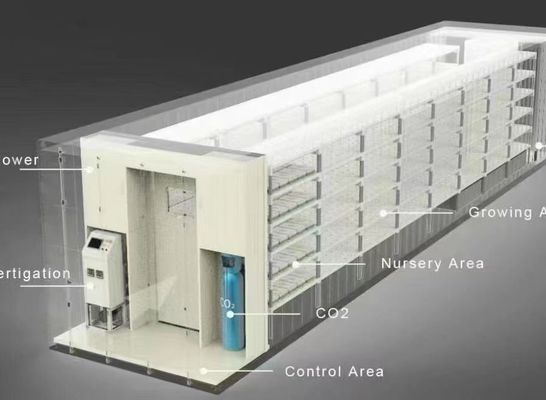 Material de cobertura de aço Sistema de contêineres hidropónicos verticais de cultivo para telhados em forma