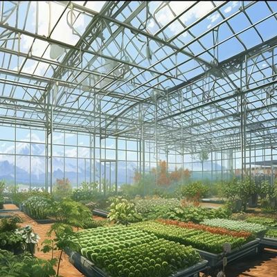 Estrutura de aço Estufas de vidro para crescimento de vegetais Grandes e multifuncionais